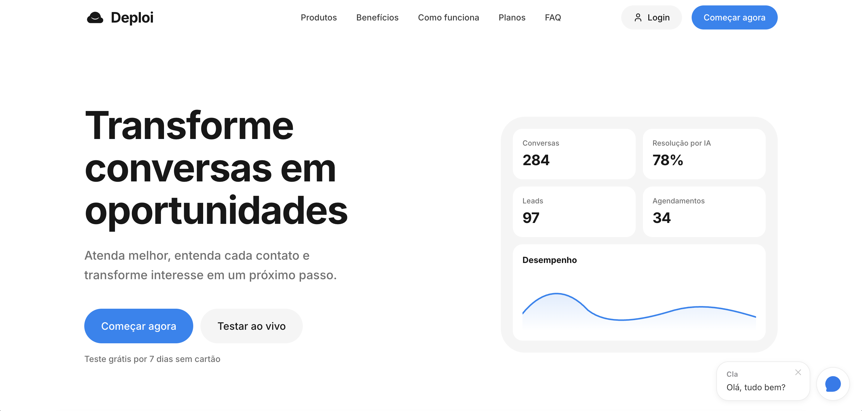 Página inicial da Deploi